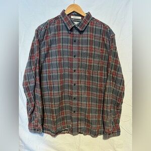 L.L. Bean Men's Red and Gray Plaid Shirt